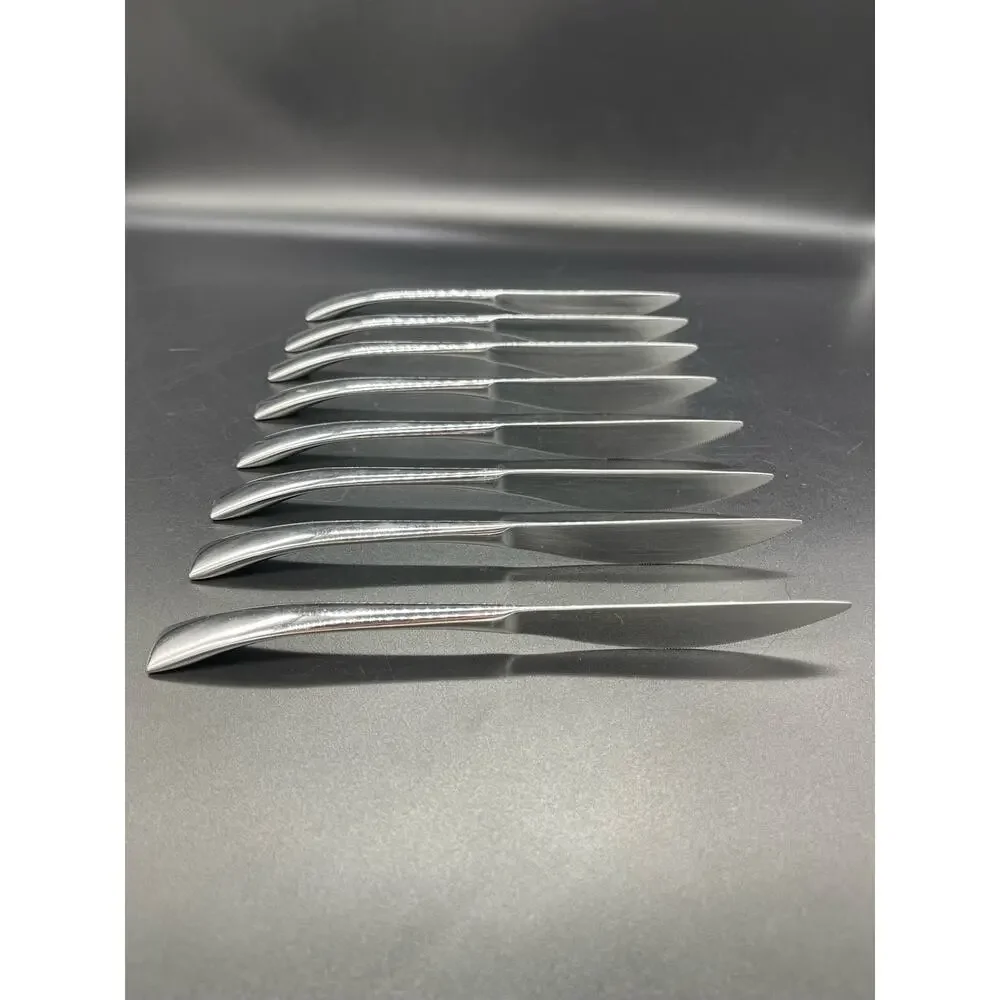 Pottery Barn Set of 8 Knives Heavy Weighted Handle with Unique Shape